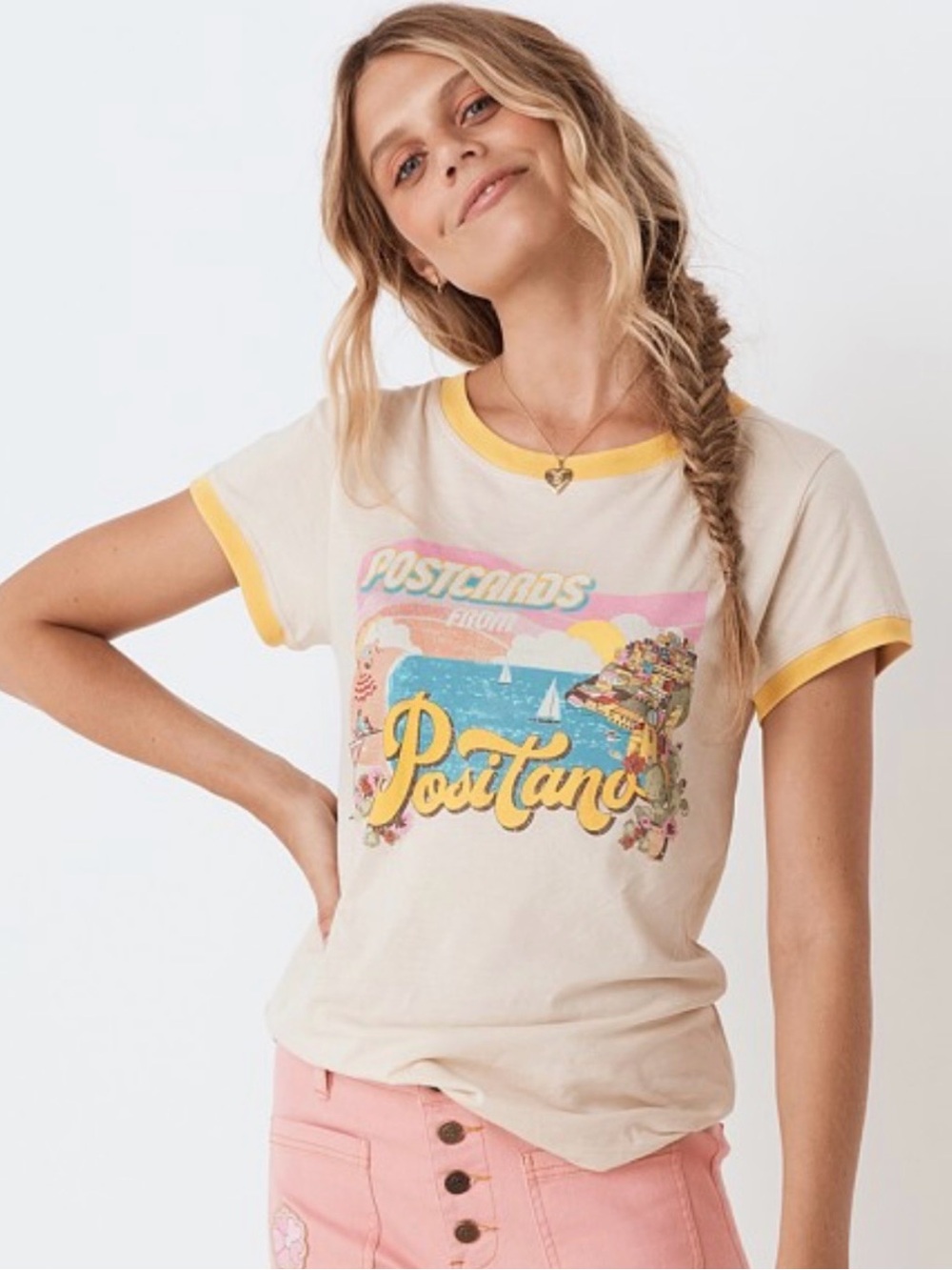 Spell Postcards From Positano Organic Girlfriend Tee Size XXL
